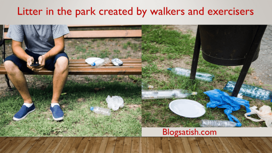 litter in park by walkers